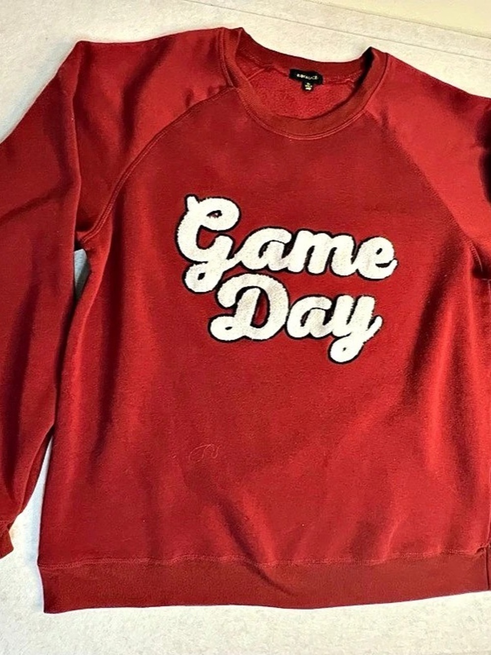 Ruby & Lace Maroon Game Day Chenille Script Graphic Crewneck Sweatshirt 2X